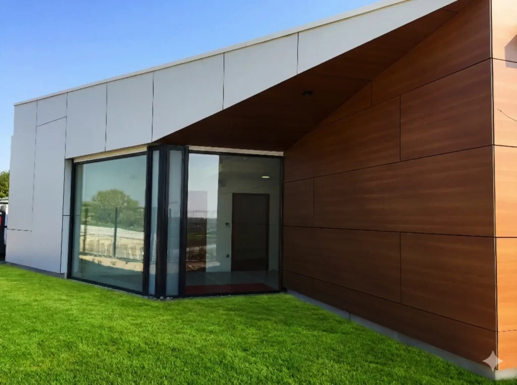 Façade du centre de médecine du travail ASTIL 62 à Rang-du-Fliers en bardage aspect bois