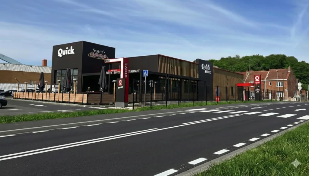 Restaurant Quick à Dunkerque Saint-Pol-sur-Mer, bâtiment de restauration rapide avec drive et terrasse, projet ARCHIFIX