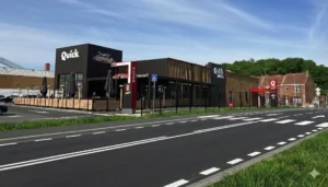 Restaurant Quick à Dunkerque Saint-Pol-sur-Mer, bâtiment de restauration rapide avec drive et terrasse, projet ARCHIFIX