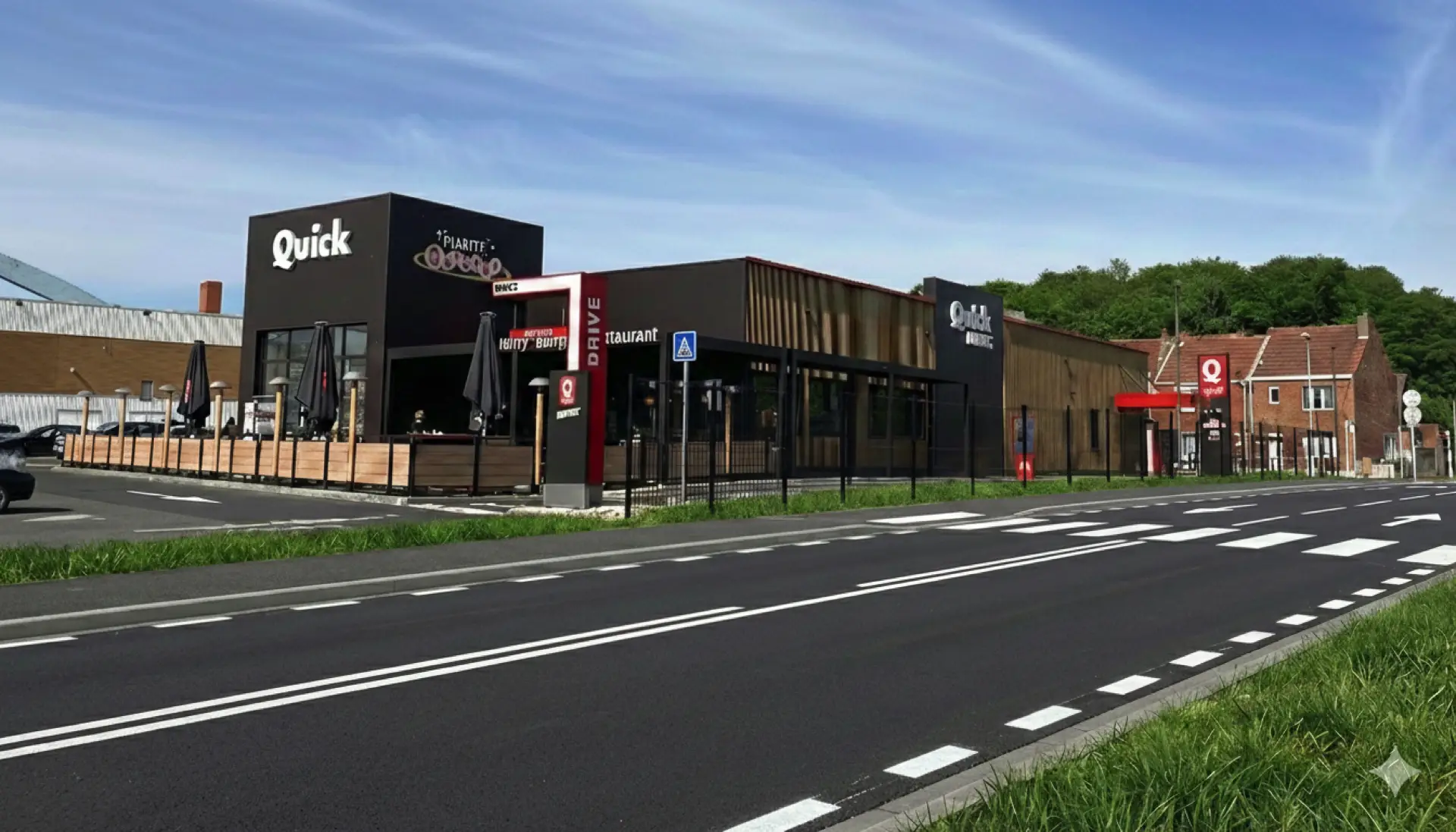 Restaurant Quick à Dunkerque Saint-Pol-sur-Mer, bâtiment de restauration rapide avec drive et terrasse, projet ARCHIFIX